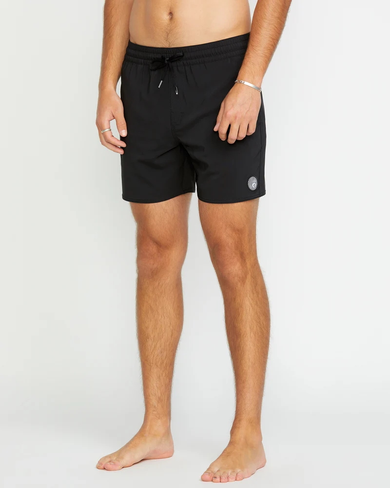 Lido Solid Trunk 16" Boardshorts - BLACK