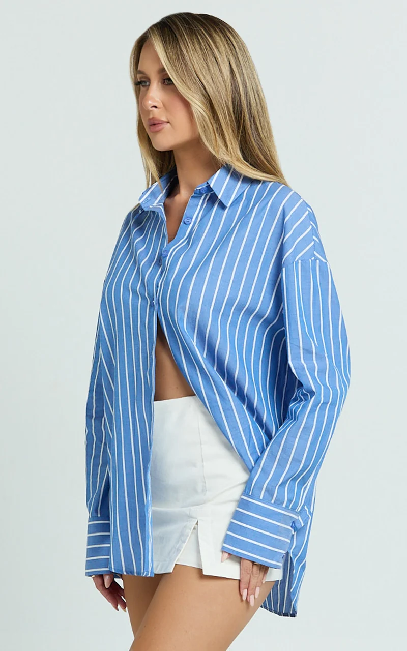 Terah Shirt - Button Up Shirt in Blue Stripe