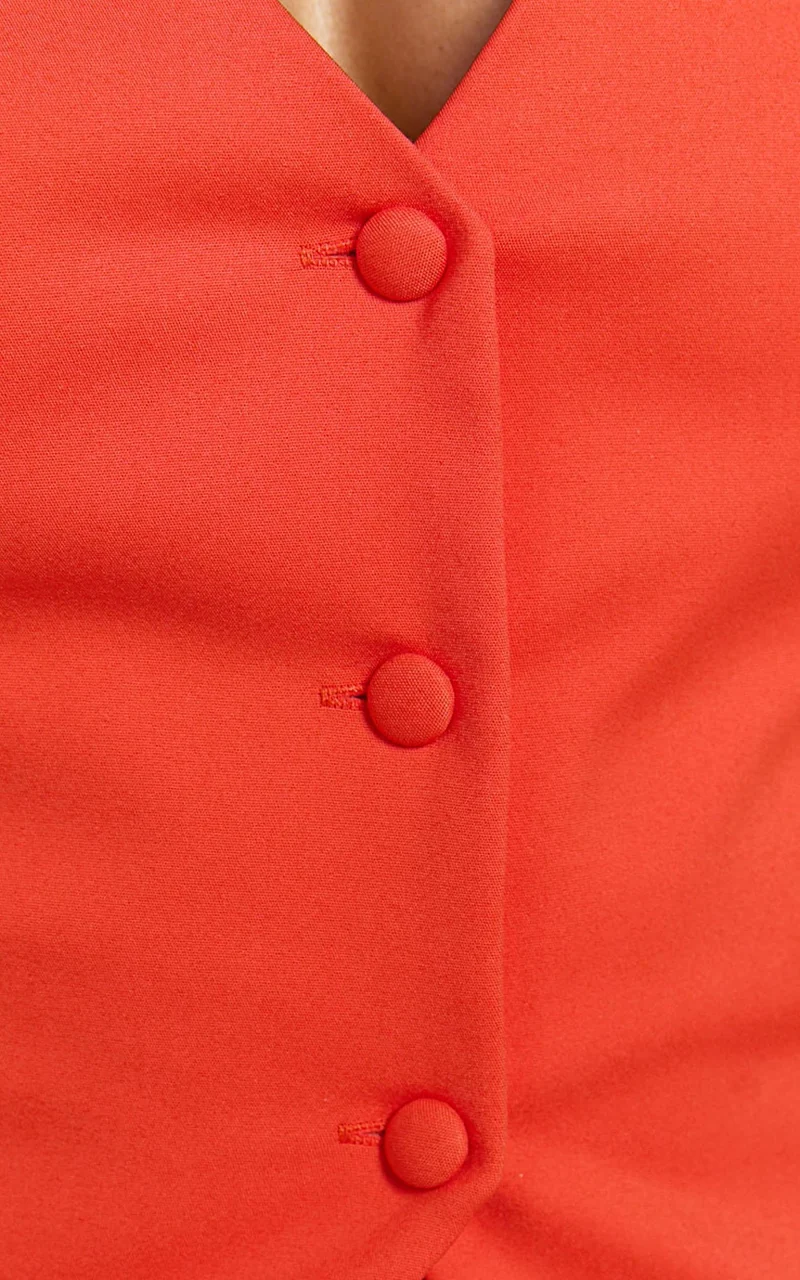 Kai Top - Halter Button Down Vest in Orange