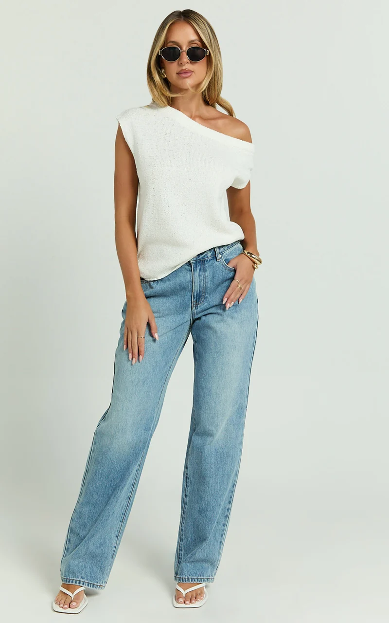 Marilou Top - Knit Off Shoulder Top in White