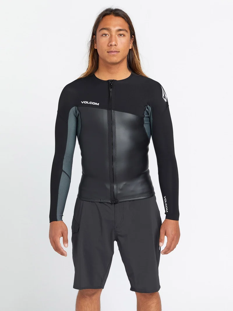 1.5Mm Front Zip Neoprene Jacke - BLACK