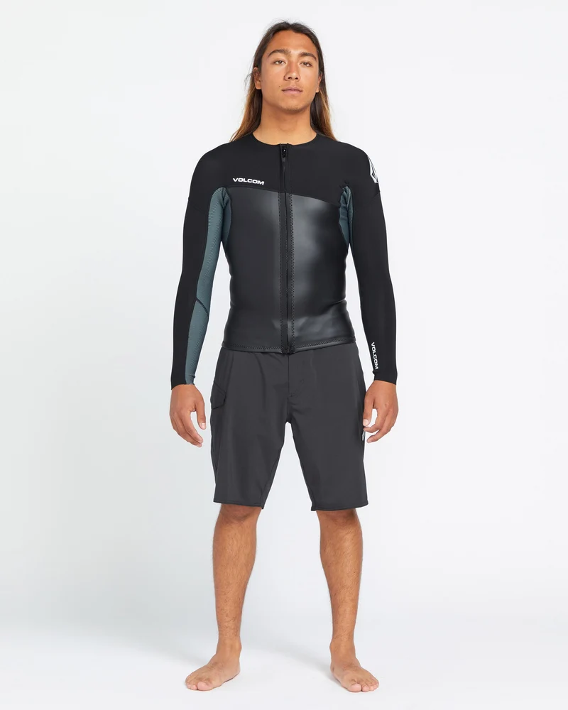 1.5Mm Front Zip Neoprene Jacke - BLACK