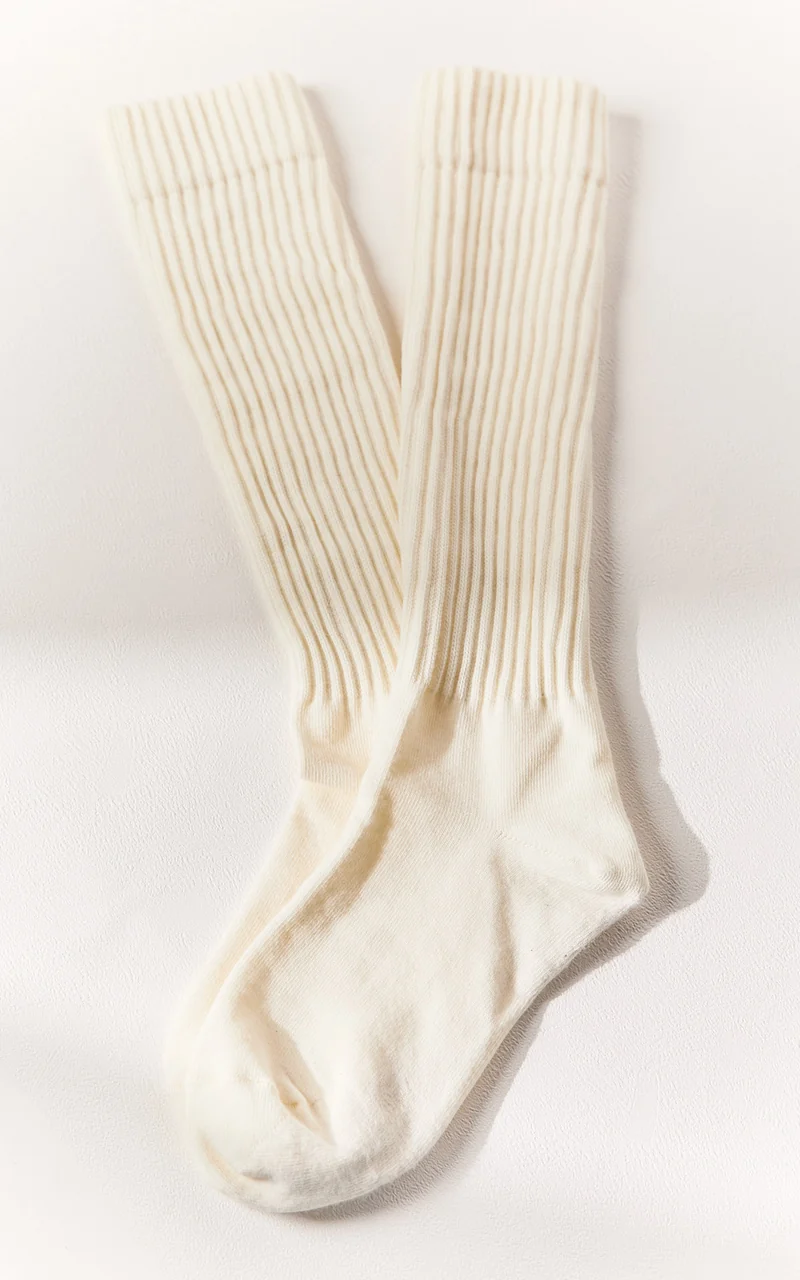 Nikki Socks - Thick Calf Length Socks in White