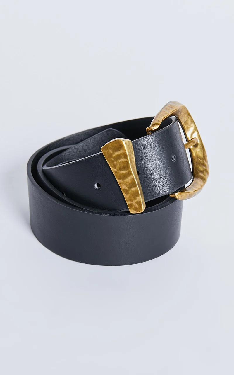 Abbie Belt - Chunky Gold Bucket Belt in Black