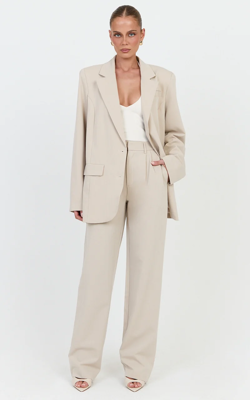 Lorcan Blazer - Oversized Boyfriend Fit Blazer in Stone