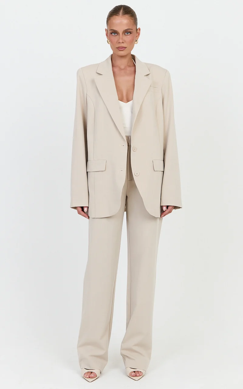 Lorcan Blazer - Oversized Boyfriend Fit Blazer in Stone