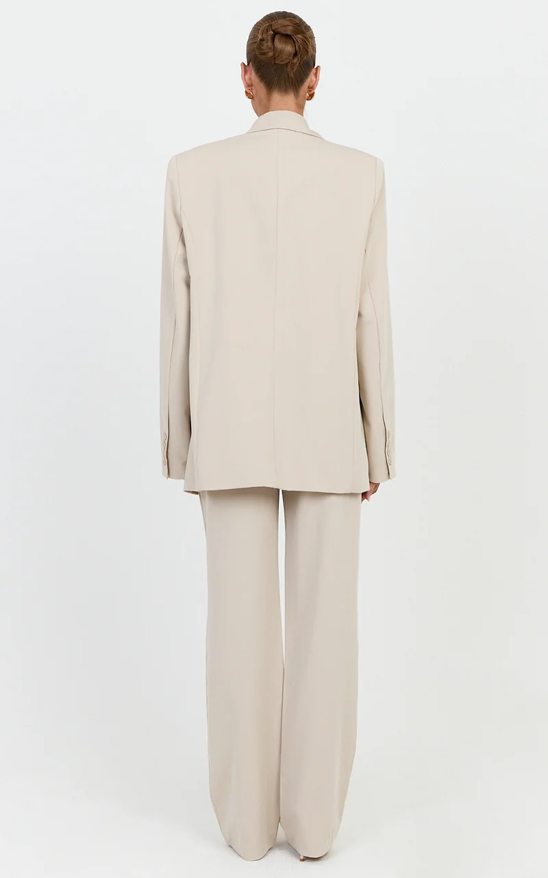 Lorcan Blazer - Oversized Boyfriend Fit Blazer in Stone