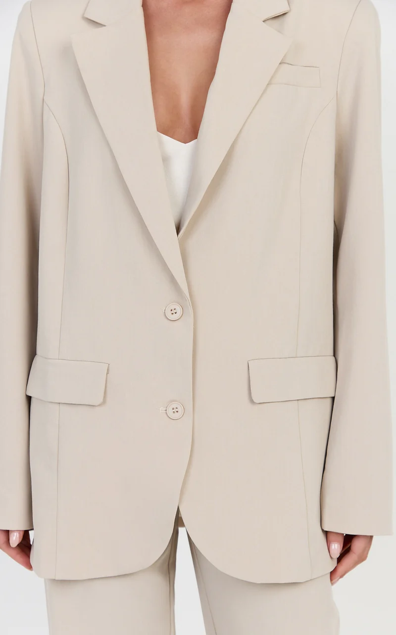 Lorcan Blazer - Oversized Boyfriend Fit Blazer in Stone