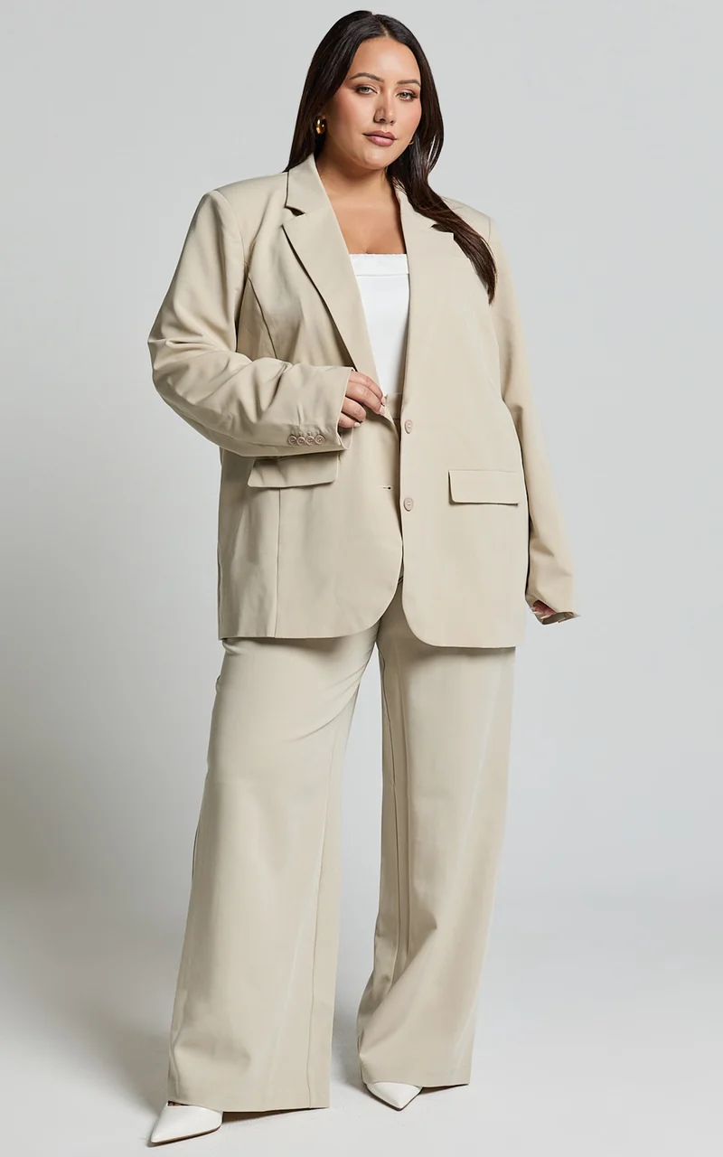 Lorcan Blazer - Oversized Boyfriend Fit Blazer in Stone