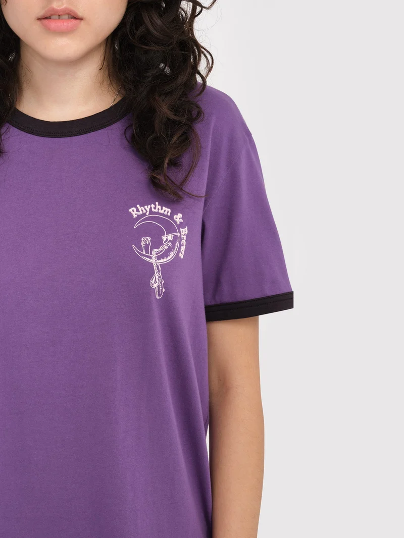 Truly Ringer T-Shirt - DEEP PURPLE