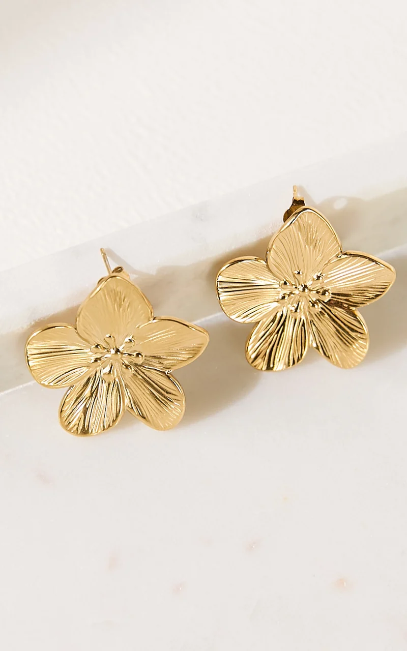 Paola Earrings - Flower Stud Earrings in Gold