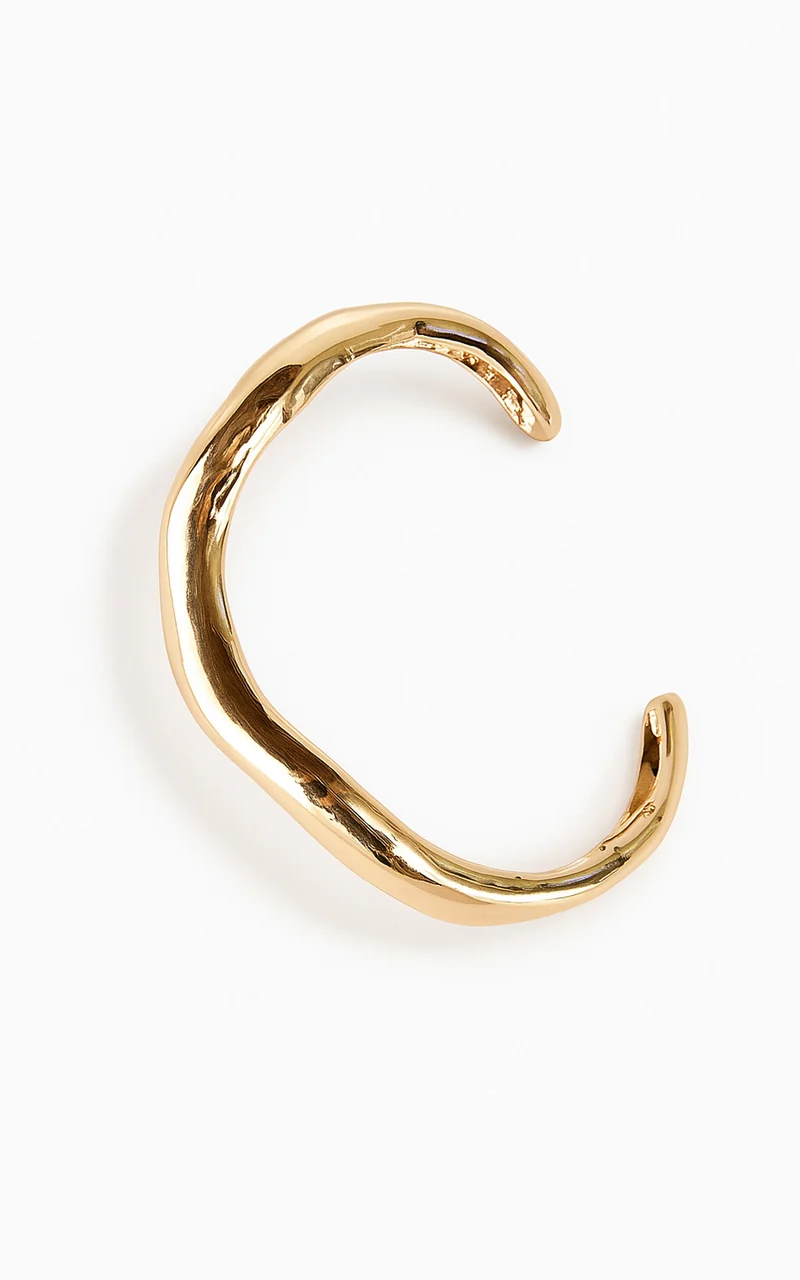 Wendy Bracelet - Chunky Wave Bangle Set Bracelet in Gold