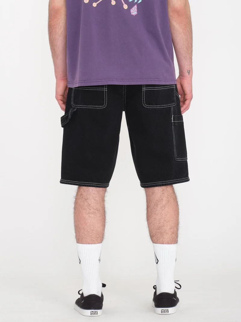 Labored Denim Utility Shorts - BLACK