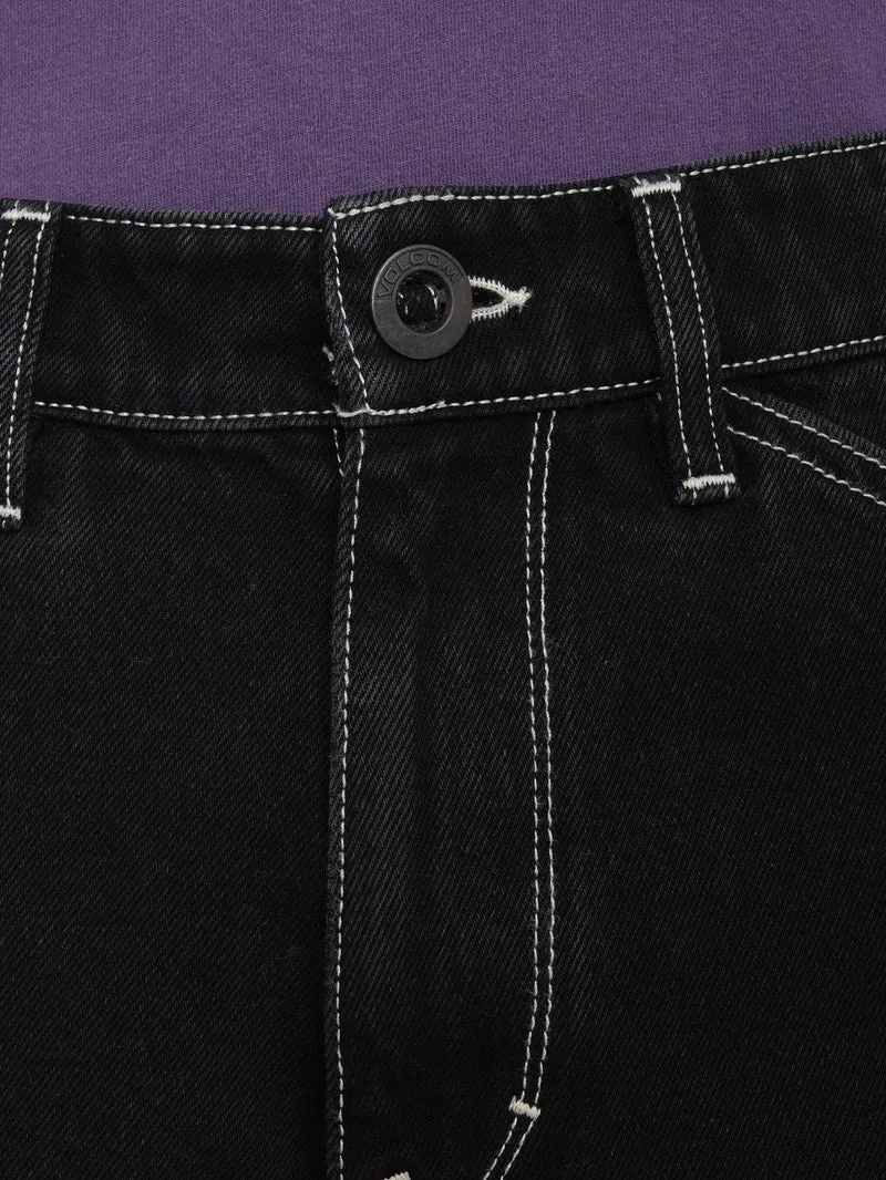 Labored Denim Utility Shorts - BLACK