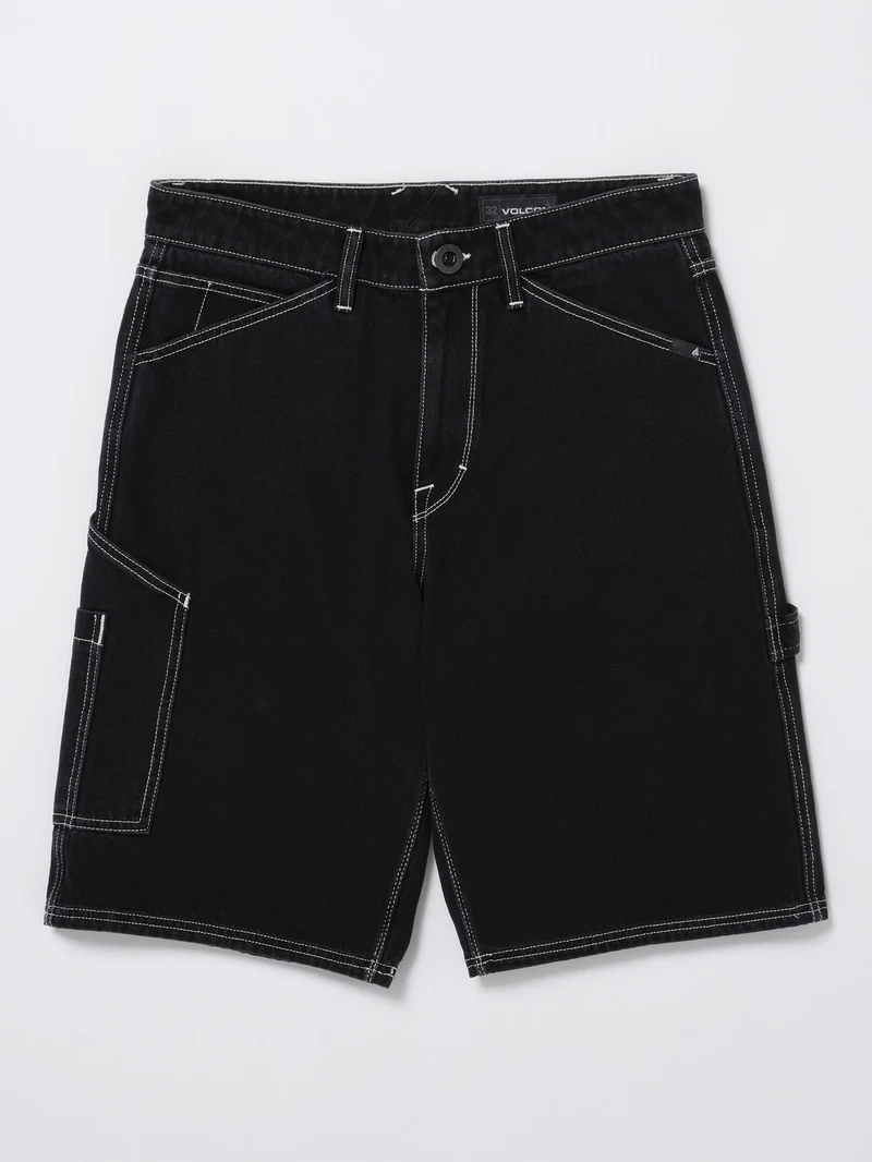 Labored Denim Utility Shorts - BLACK