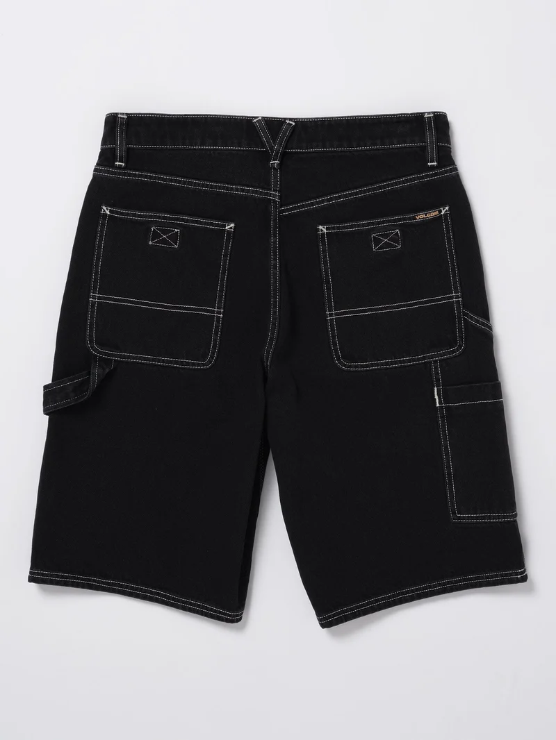 Labored Denim Utility Shorts - BLACK