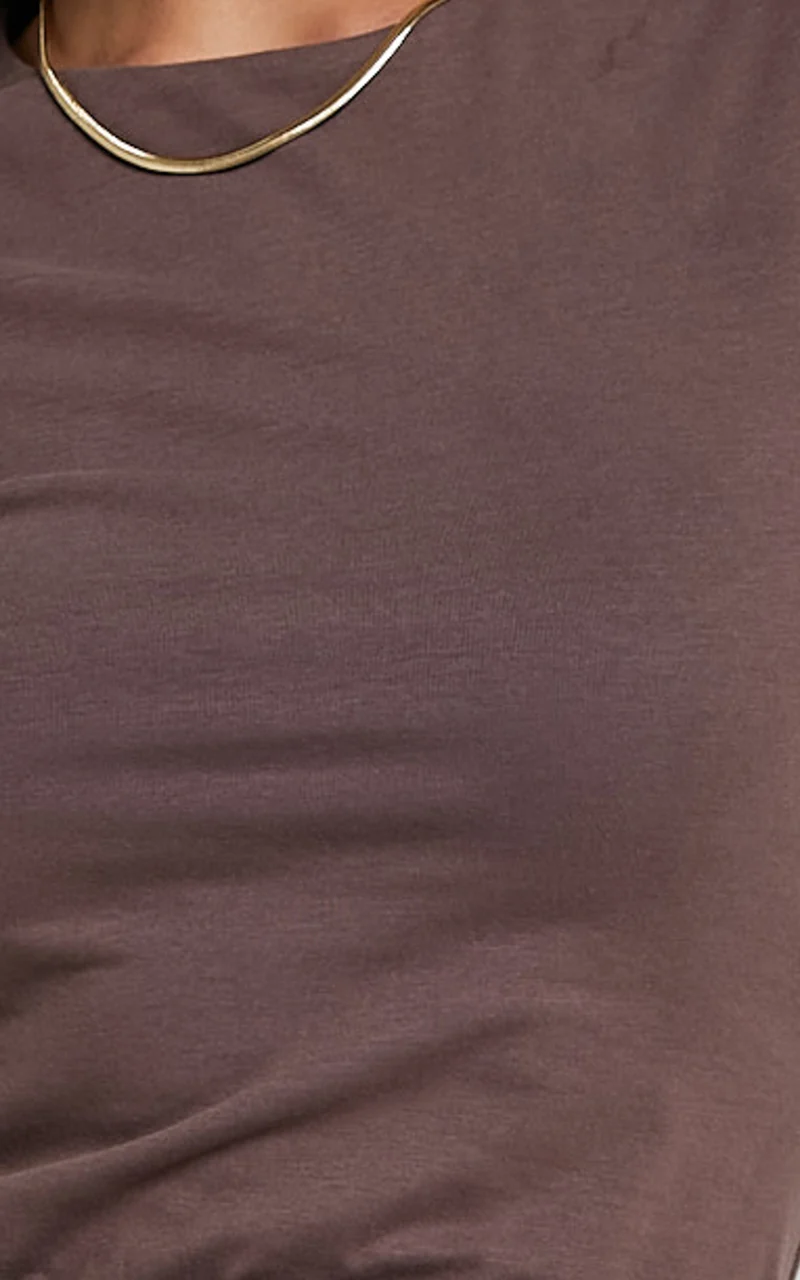 Alexie Tshirt - High Neckline Tshirt in Dark Oak