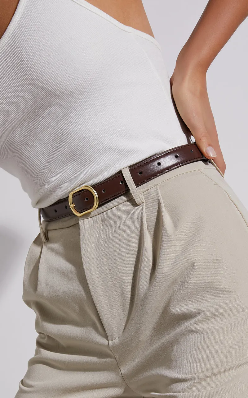 Kristen Rectangle Buckle Belt in Brown