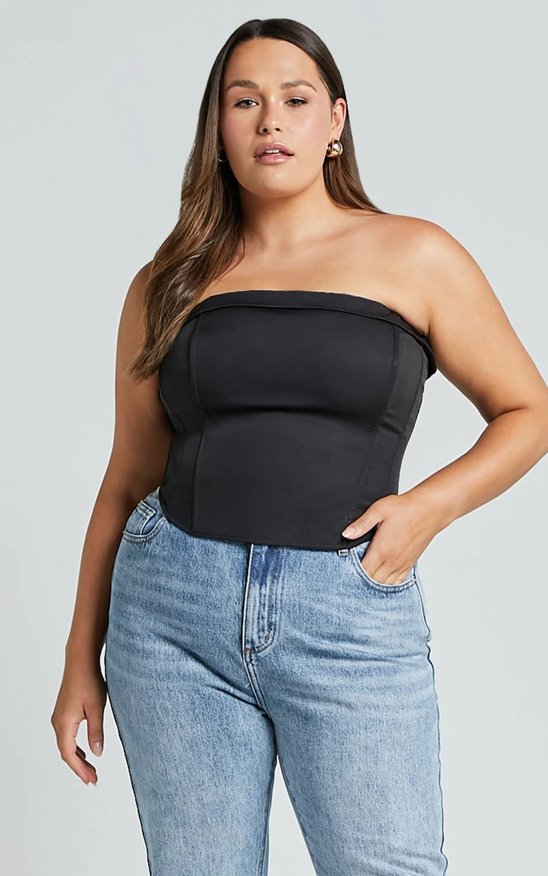 Vaira Top - Strapless Corset Top in Black