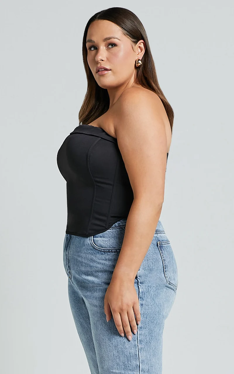 Vaira Top - Strapless Corset Top in Black