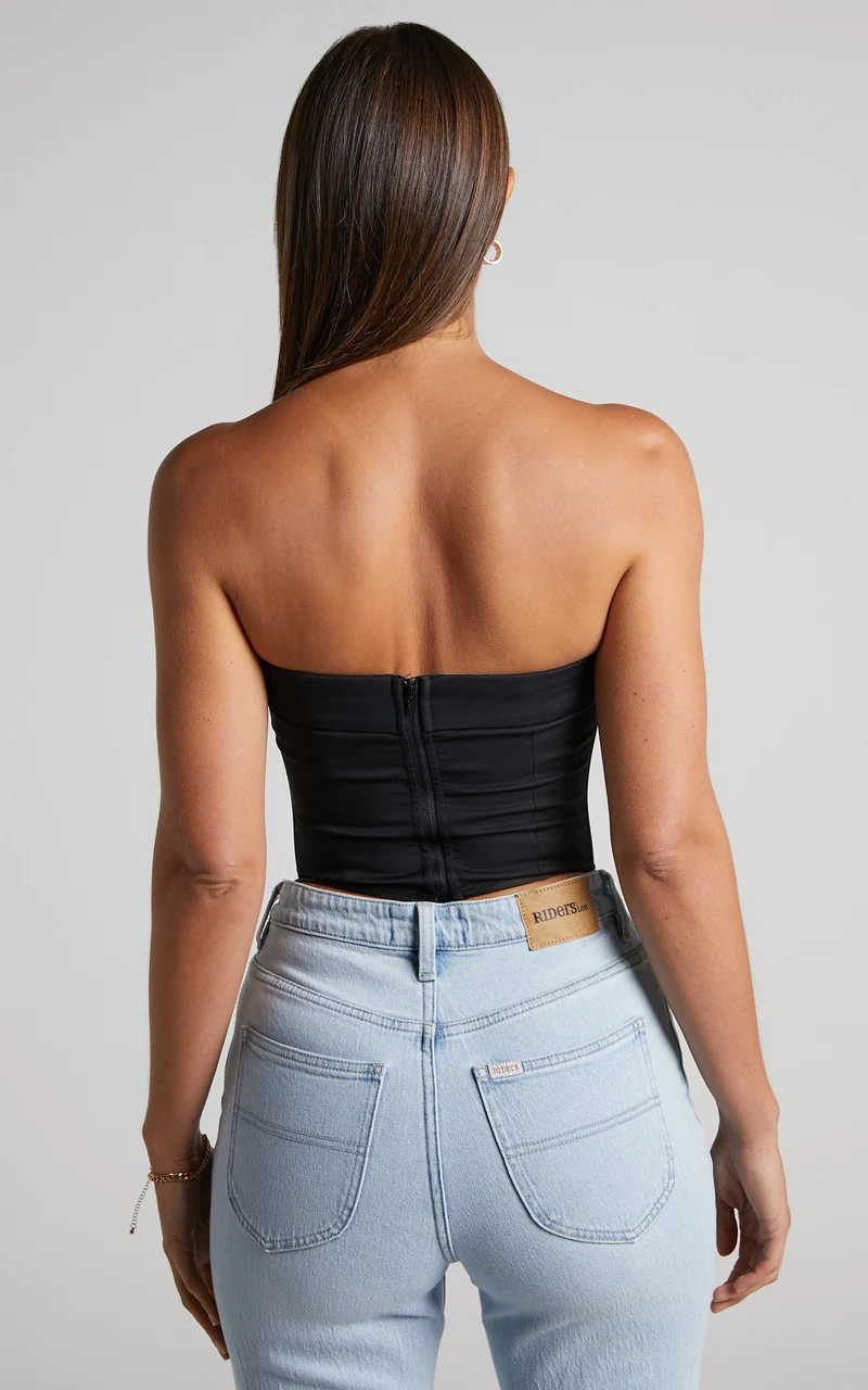 Vaira Top - Strapless Corset Top in Black