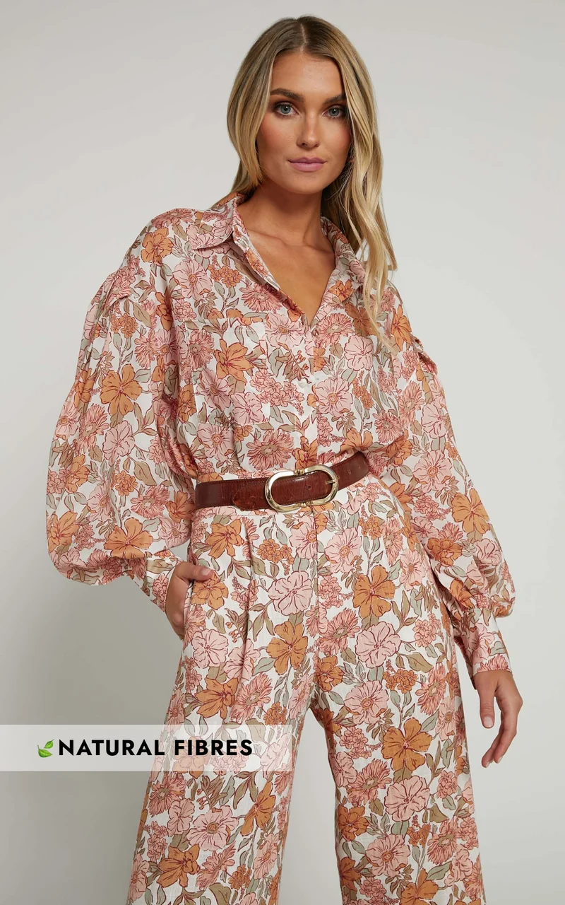 Amalie The Label - Azariah Balloon Sleeve Button Up Shirt in Wildflower Floral
