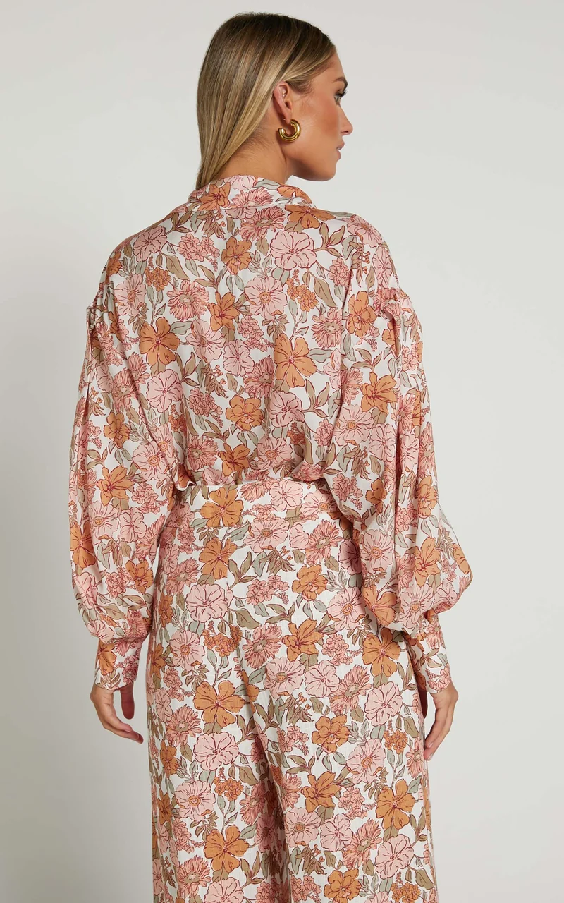 Amalie The Label - Azariah Balloon Sleeve Button Up Shirt in Wildflower Floral