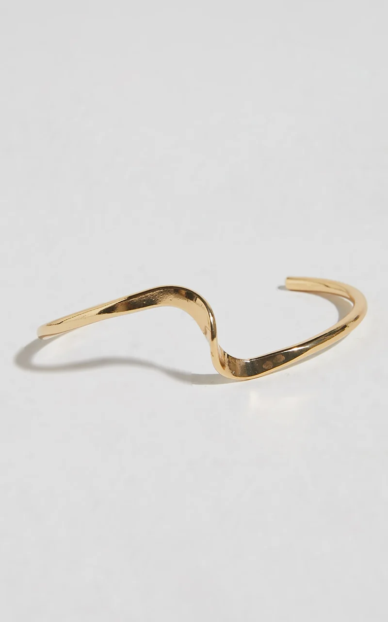 Ivy Irregular Shaped Bracelet Cuff in Gold