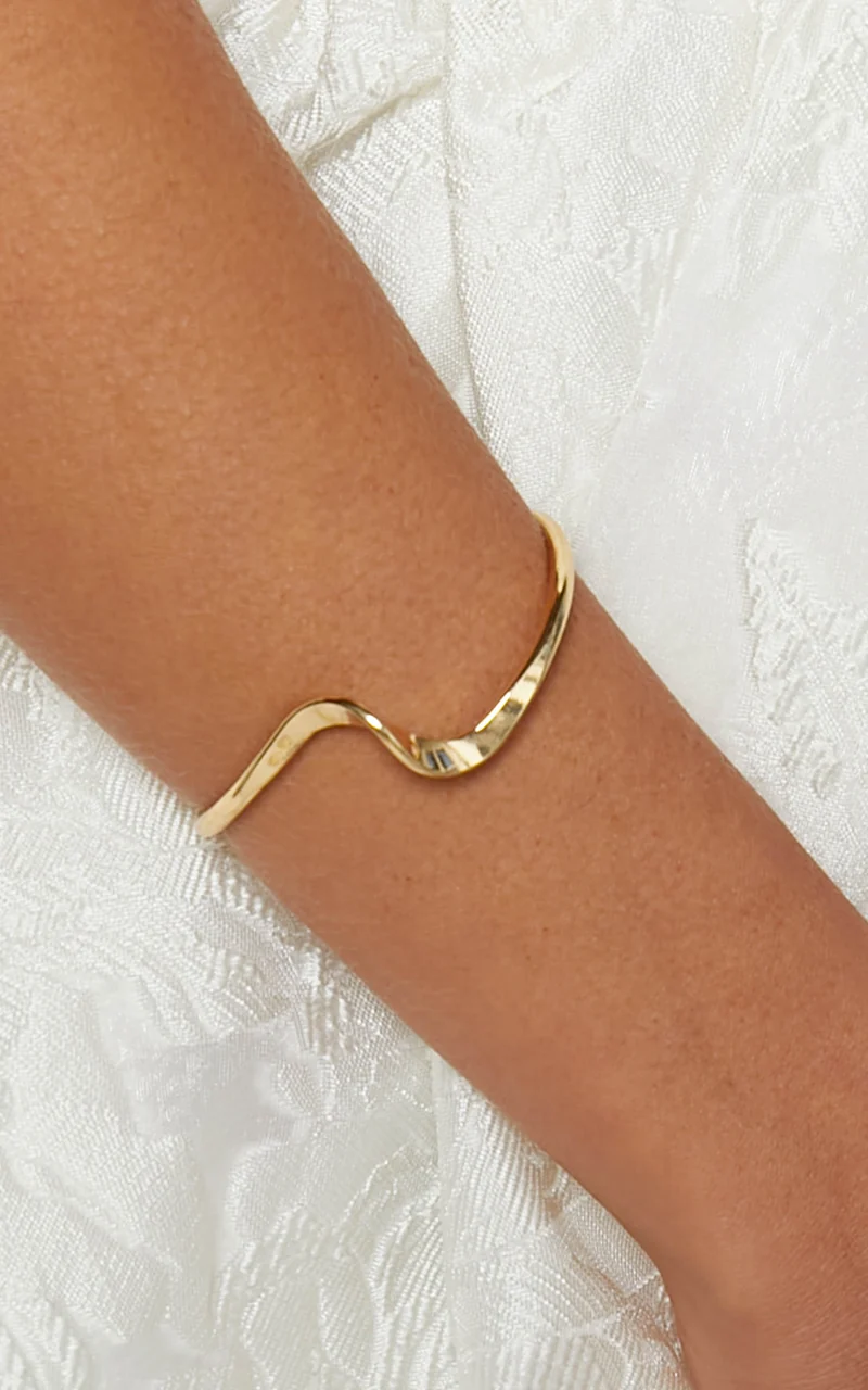 Ivy Irregular Shaped Bracelet Cuff in Gold