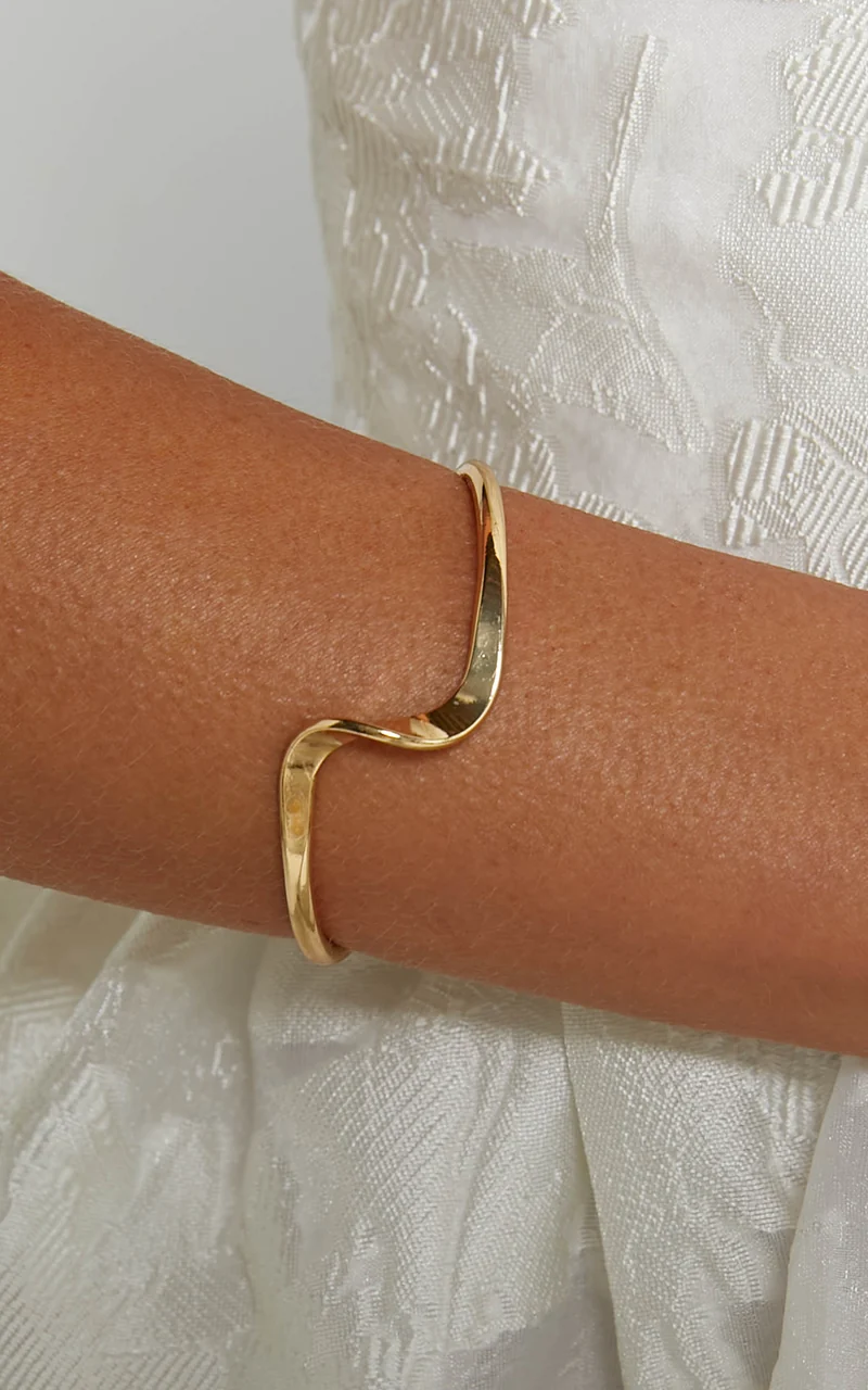Ivy Irregular Shaped Bracelet Cuff in Gold