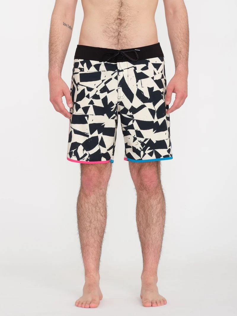 Lido Print Scallop Mod 19" Boardshort - BLACK WHITE