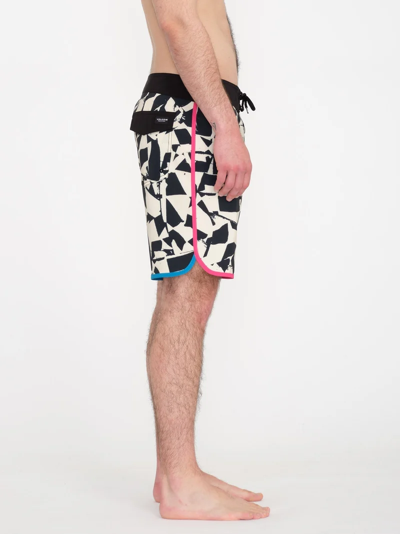 Lido Print Scallop Mod 19" Boardshort - BLACK WHITE