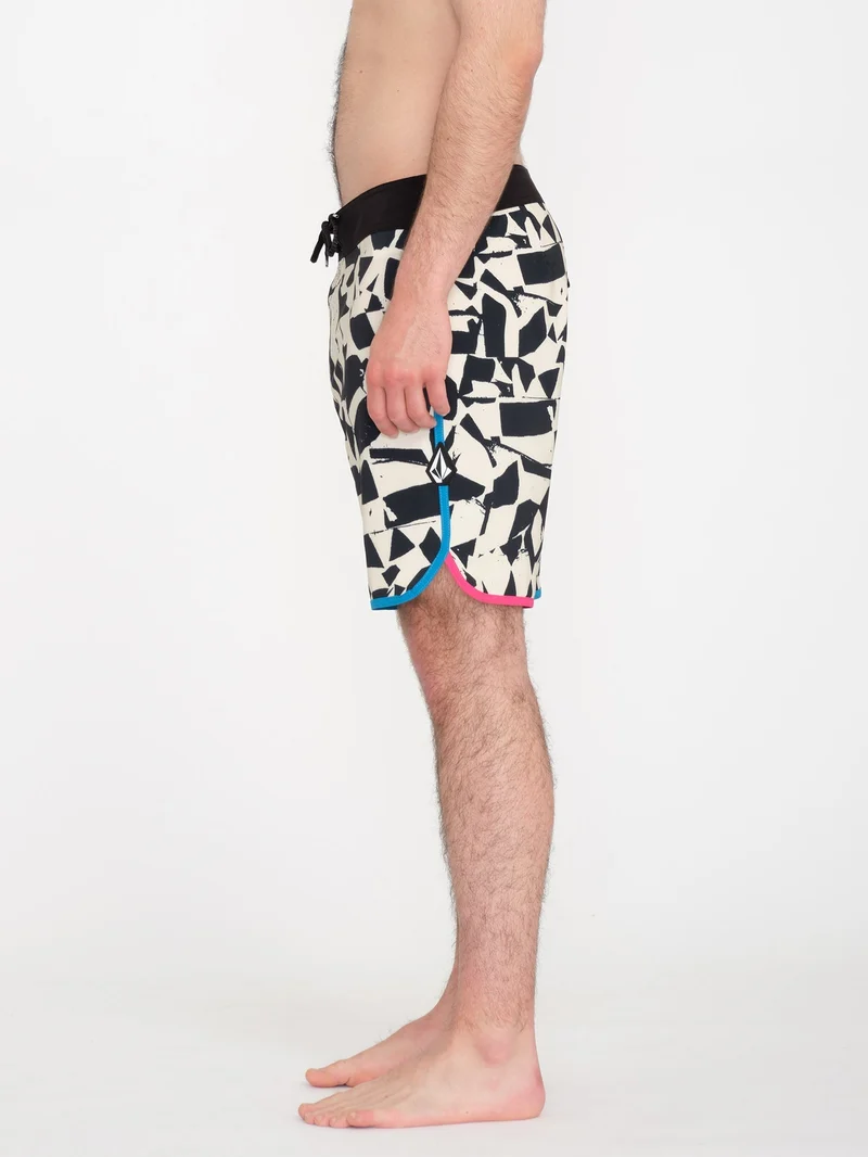 Lido Print Scallop Mod 19" Boardshort - BLACK WHITE