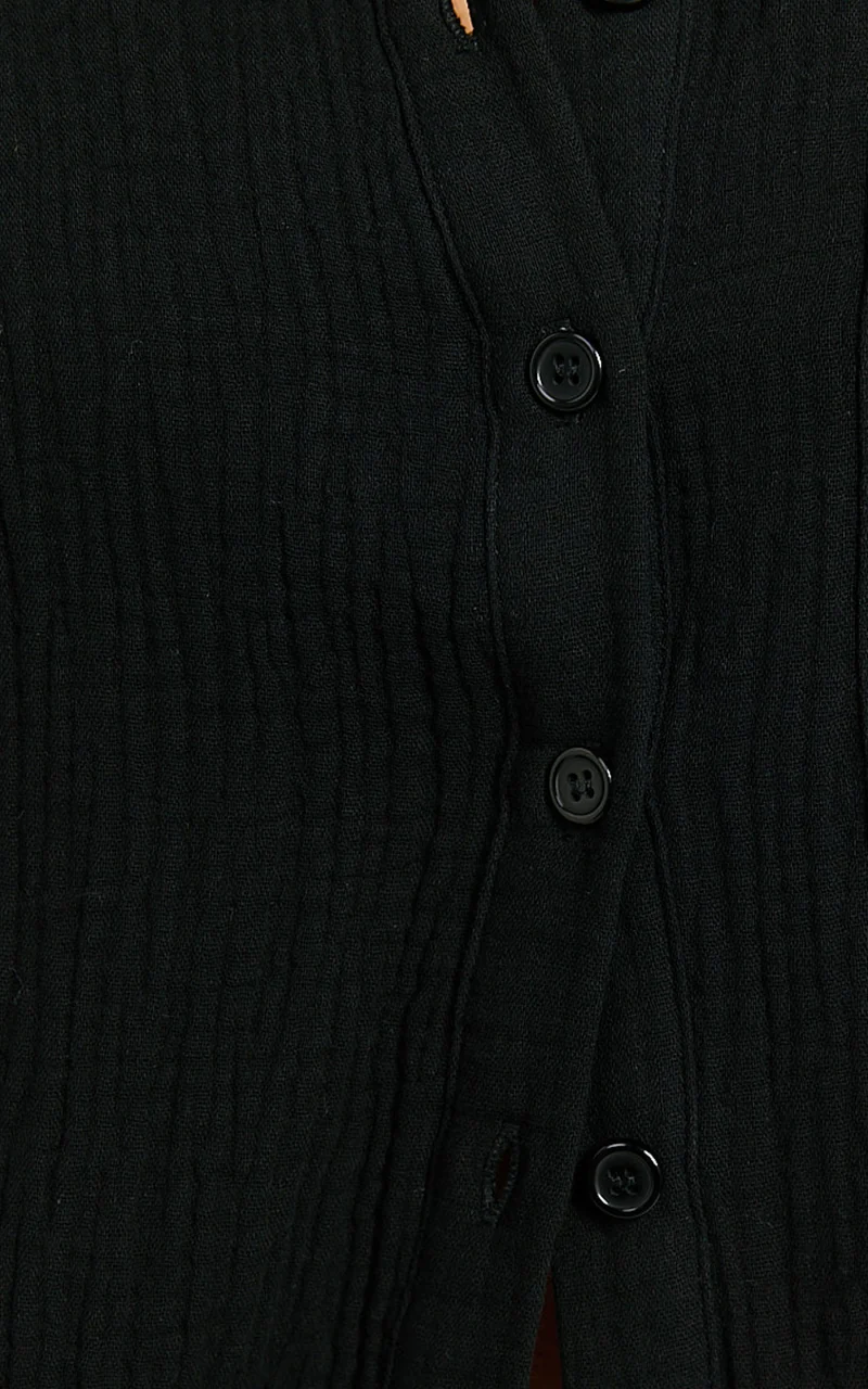 Donita Top - Button Up Shirt Top in Black