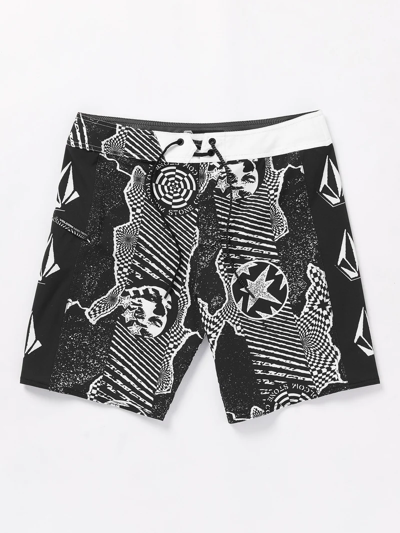 Lido Iconic Mod 19" Boardshort - BLACK WHITE