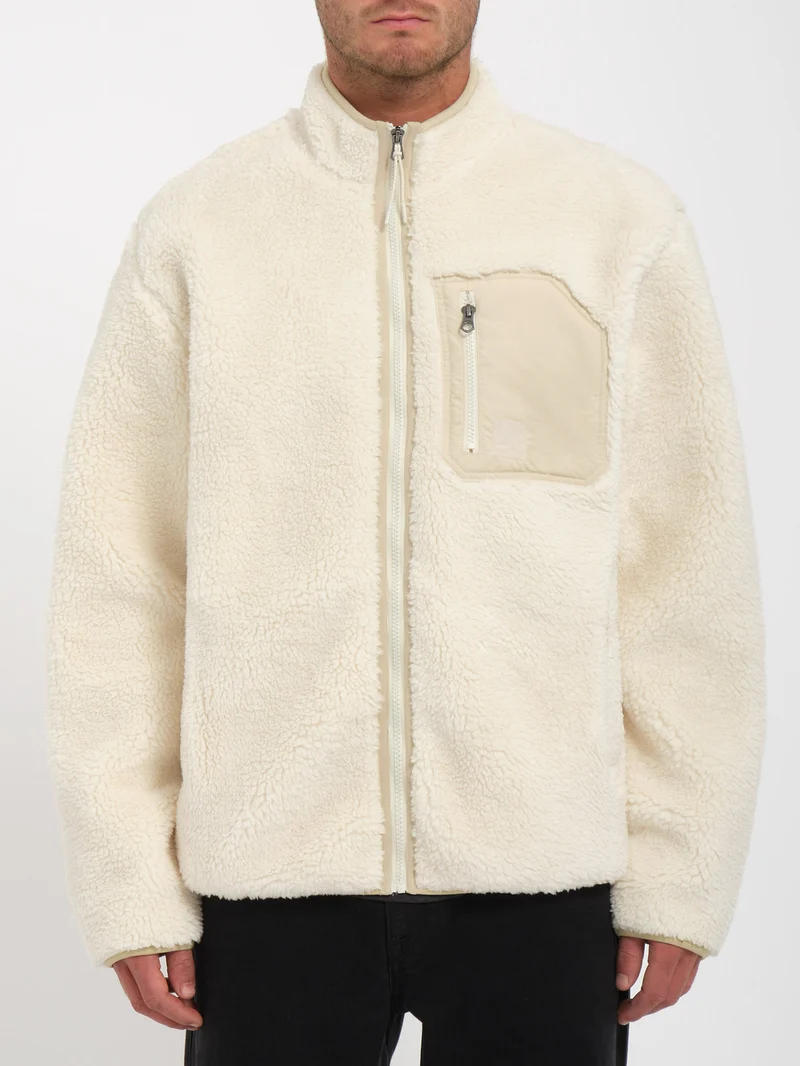 Muzzer Fuzzar Zip Sherpa Sweatshirt - DIRTY WHITE