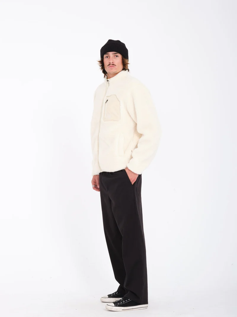 Muzzer Fuzzar Zip Sherpa Sweatshirt - DIRTY WHITE