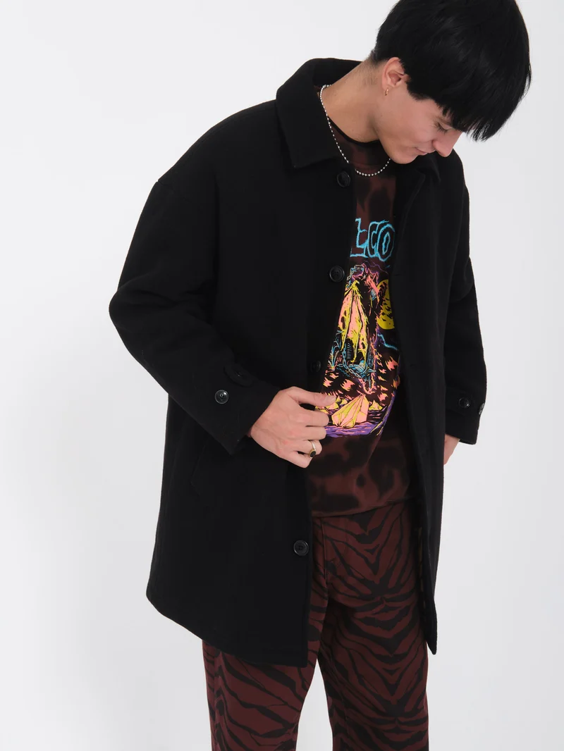 Floyder Peacoat Mantel - BLACK