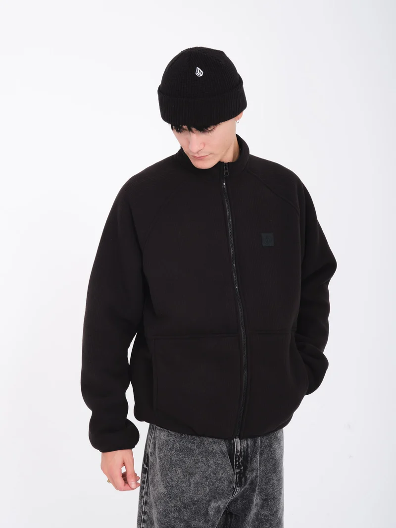 Runtime Grid Zip Sherpa Sweatshirt - BLACK