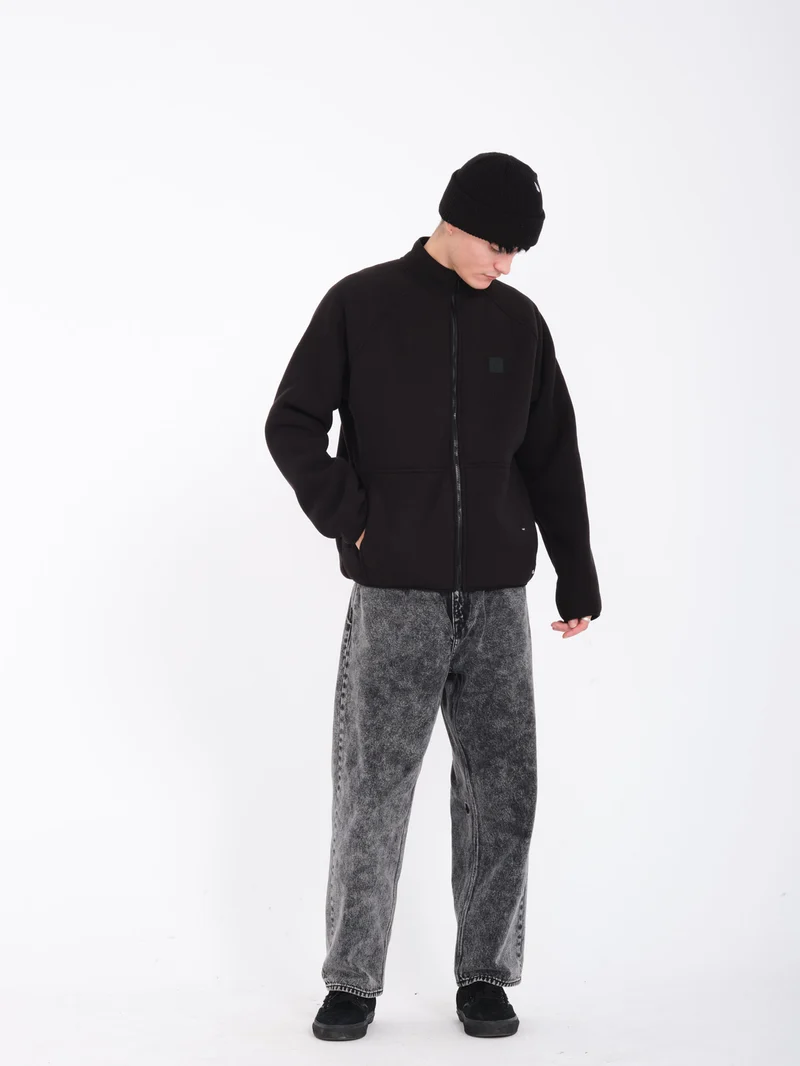 Runtime Grid Zip Sherpa Sweatshirt - BLACK