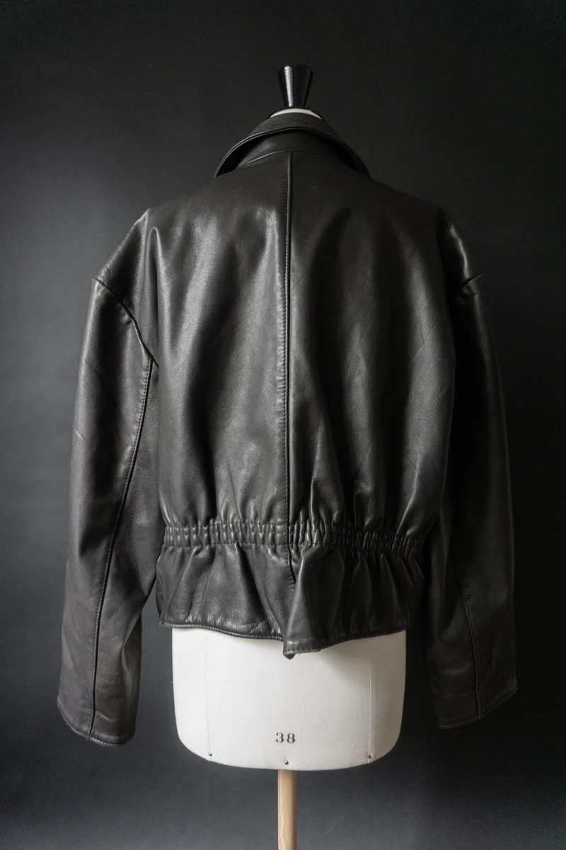 Vintage 80s minimal Biker Lederjacke, M–L