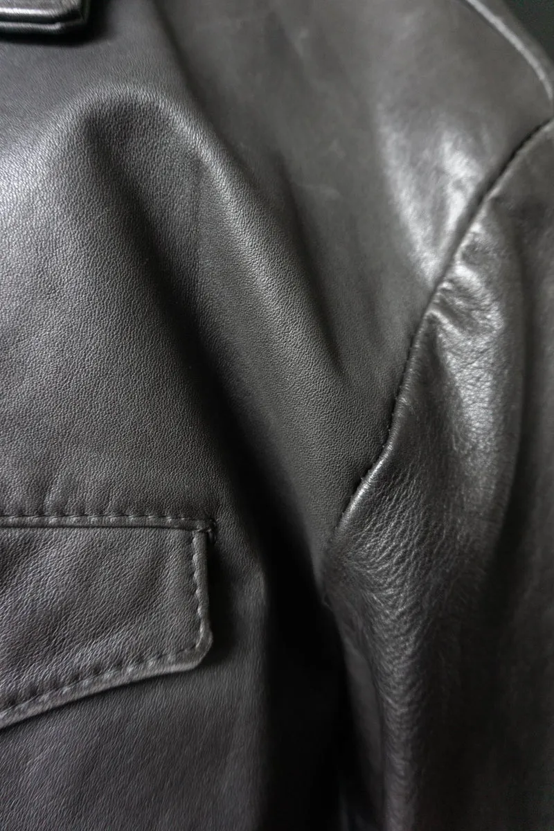 Vintage 80s minimal Biker Lederjacke, M–L