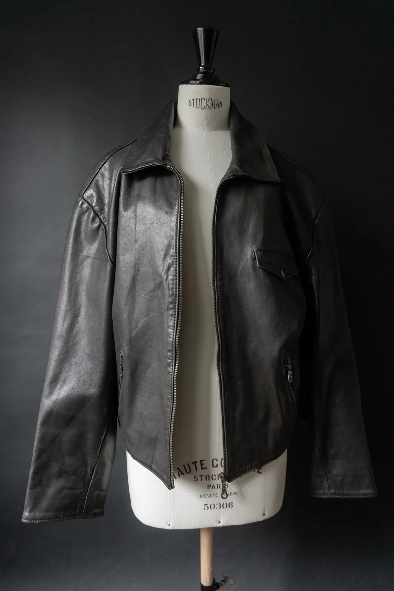 Vintage 80s minimal Biker Lederjacke, M–L