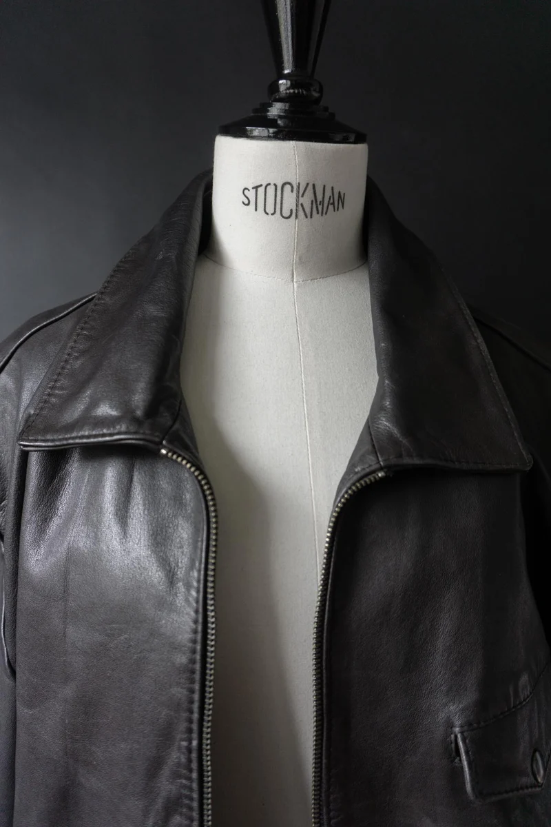 Vintage 80s minimal Biker Lederjacke, M–L