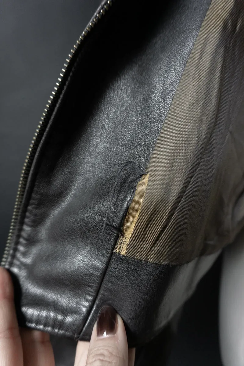 Vintage 80s minimal Biker Lederjacke, M–L