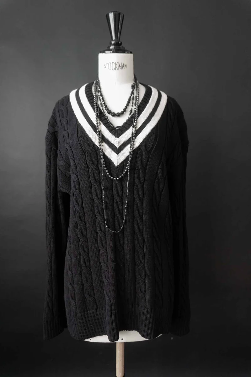 Vintage Ralph Lauren Preppy Goth Pullover, M–L