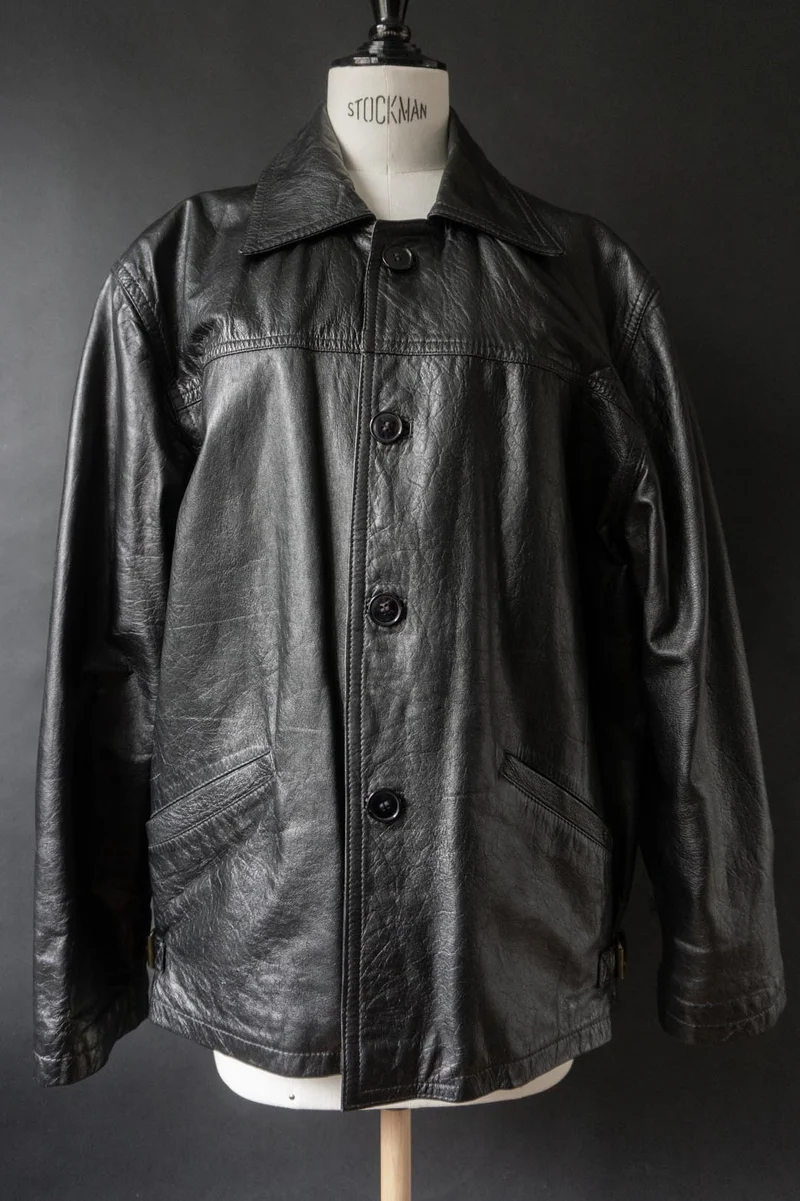 Vintage 80s Lederjacke, Schwarz, S–M