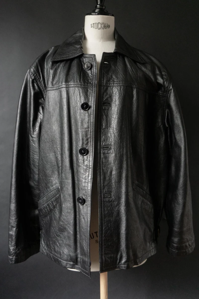 Vintage 80s Lederjacke, Schwarz, S–M