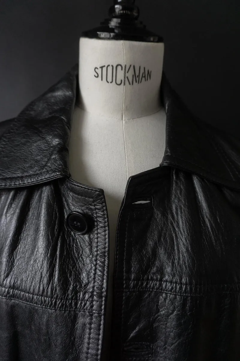 Vintage 80s Lederjacke, Schwarz, S–M