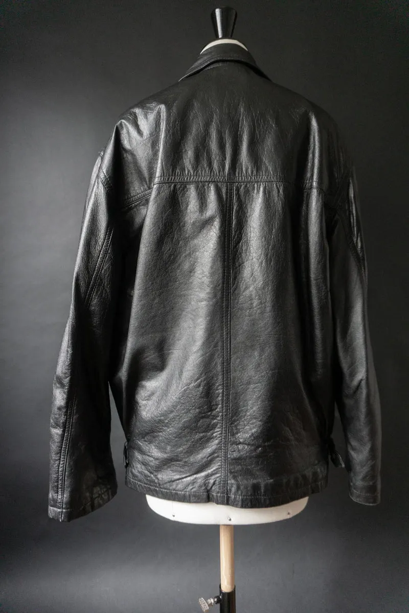 Vintage 80s Lederjacke, Schwarz, S–M
